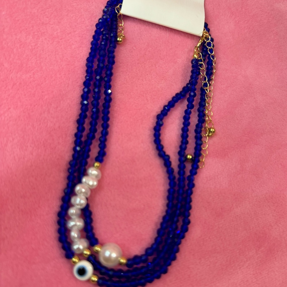 Pearl Of Wisdom Layered Necklace - Blue